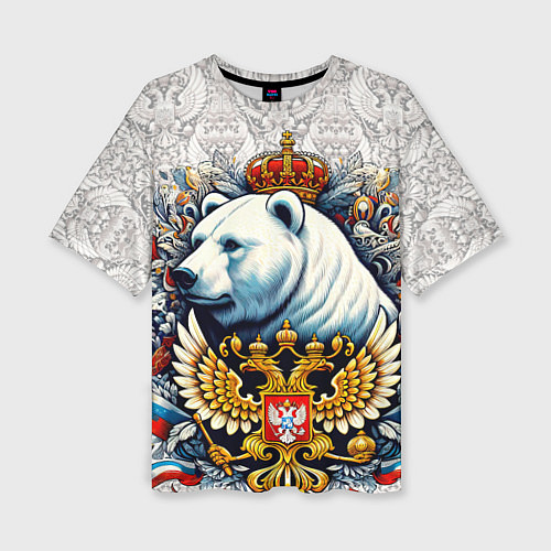 Женская футболка оверсайз Белый медведь с короной / 3D-принт – фото 1