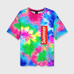 Женская футболка оверсайз Color abstraction - summer