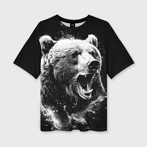 Женская футболка оверсайз Медведь на охоте / 3D-принт – фото 1