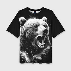 Женская футболка оверсайз Медведь на охоте