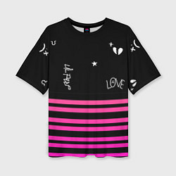 Женская футболка оверсайз Lil Peep розовые полосы