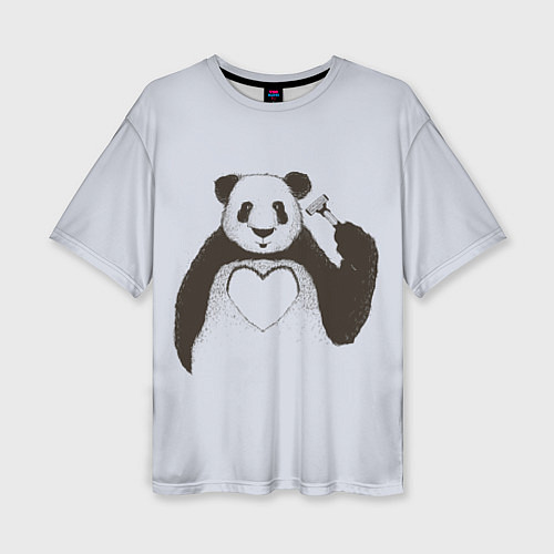Женская футболка оверсайз Panda love art / 3D-принт – фото 1