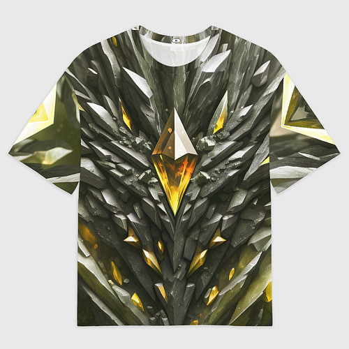 Женская футболка оверсайз Камень и золотой кристалл / 3D-принт – фото 1