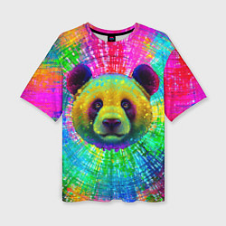 Женская футболка оверсайз Цветная панда