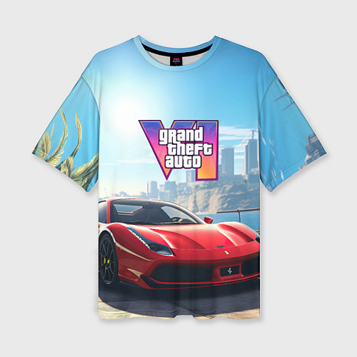 Женская футболка оверсайз GTA 6 logo auto / 3D-принт – фото 1