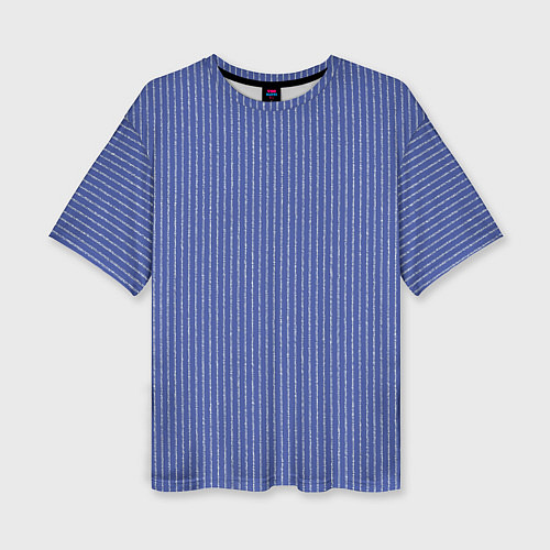 Женская футболка оверсайз Фиолетово-синий крайола в полоску / 3D-принт – фото 1