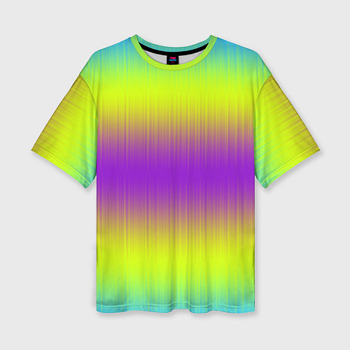 Женская футболка оверсайз Неоновые салатовые и фиолетовые полосы / 3D-принт – фото 1