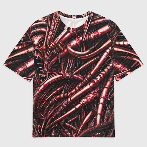 Женская футболка оверсайз Красные трубки чужих / 3D-принт – фото 1