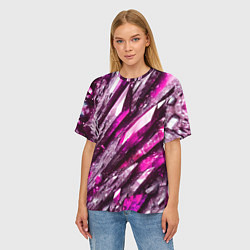 Футболка оверсайз женская Розовые драгоценные кристаллы, цвет: 3D-принт — фото 2