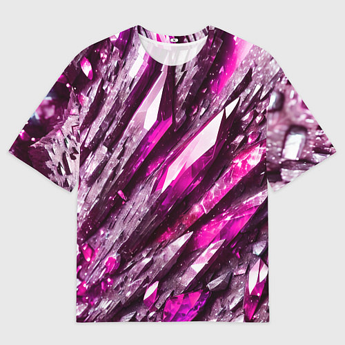 Женская футболка оверсайз Розовые драгоценные кристаллы / 3D-принт – фото 1