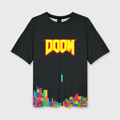 Женская футболка оверсайз Doom x tetrix коллабарация / 3D-принт – фото 1