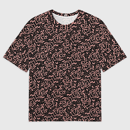 Женская футболка оверсайз Паттерн тёмно-розовый узоры / 3D-принт – фото 1