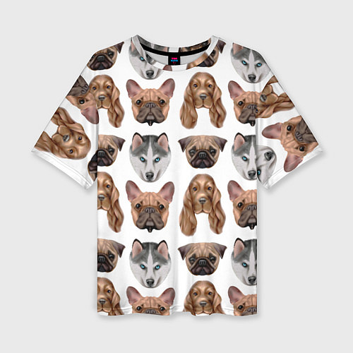 Женская футболка оверсайз Текстура собак / 3D-принт – фото 1