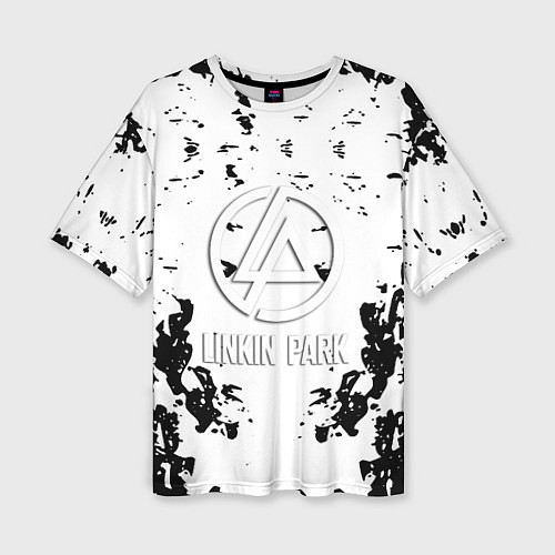 Женская футболка оверсайз Linkin park краски лого чёрно белый / 3D-принт – фото 1