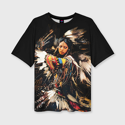 Женская футболка оверсайз Танец коренной североамериканки / 3D-принт – фото 1