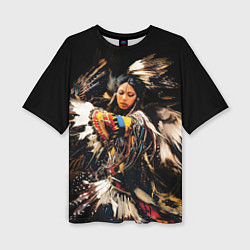 Женская футболка оверсайз Танец коренной североамериканки