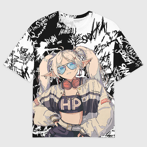 Женская футболка оверсайз Фрирен граффити / 3D-принт – фото 1