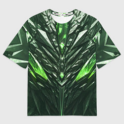 Женская футболка оверсайз Зелёные кристаллы и камень