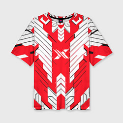 Женская футболка оверсайз Красно-белая броня