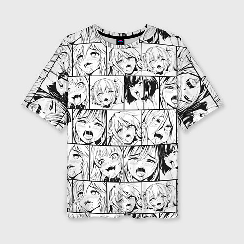 Женская футболка оверсайз Ahegao pattern / 3D-принт – фото 1