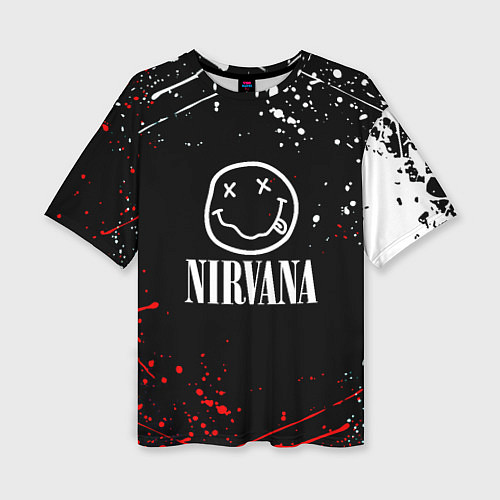 Женская футболка оверсайз Nirvana брызги красок / 3D-принт – фото 1