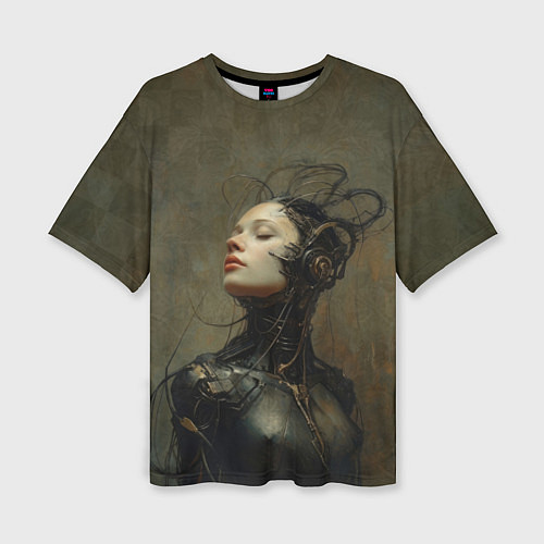 Женская футболка оверсайз Гордая девушка андроид / 3D-принт – фото 1