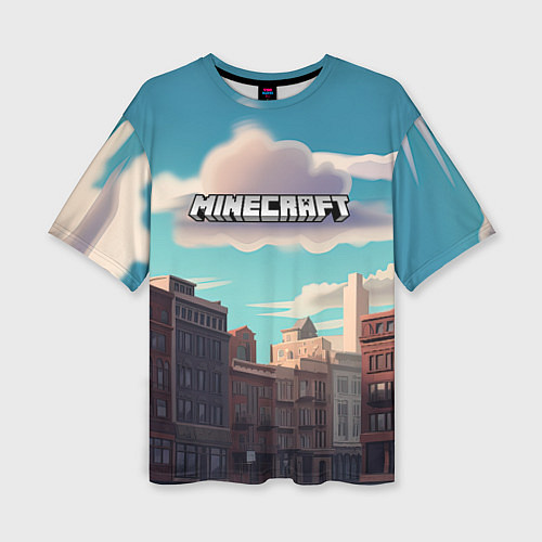 Женская футболка оверсайз Minecraft город и лого / 3D-принт – фото 1