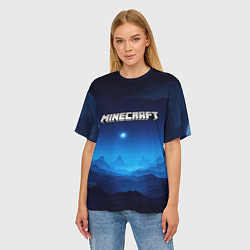 Футболка оверсайз женская Minecraft logo night, цвет: 3D-принт — фото 2