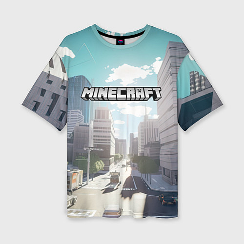 Женская футболка оверсайз Minecraft дневной город / 3D-принт – фото 1