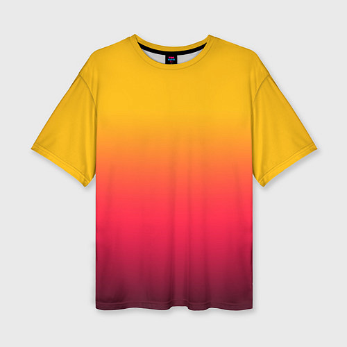 Женская футболка оверсайз Жёлто-бордовый градиент / 3D-принт – фото 1