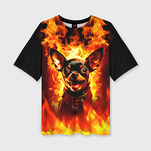 Женская футболка оверсайз Адский Пёс / 3D-принт – фото 1