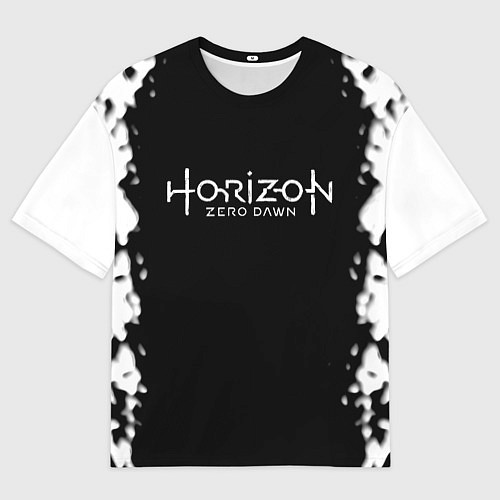 Женская футболка оверсайз Horizon zero dawn краски белые / 3D-принт – фото 1