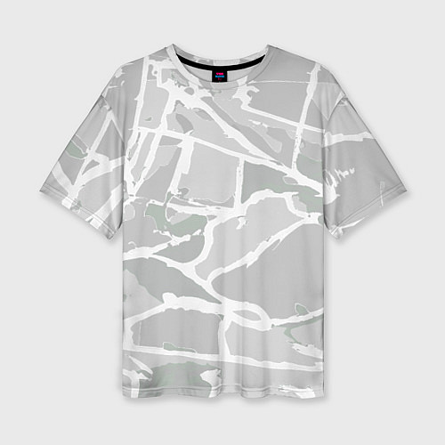 Женская футболка оверсайз Серо-белая геометрия / 3D-принт – фото 1