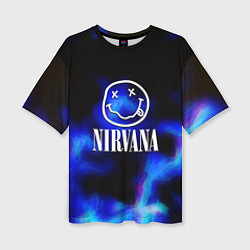 Женская футболка оверсайз Nirvana flame ghost steel