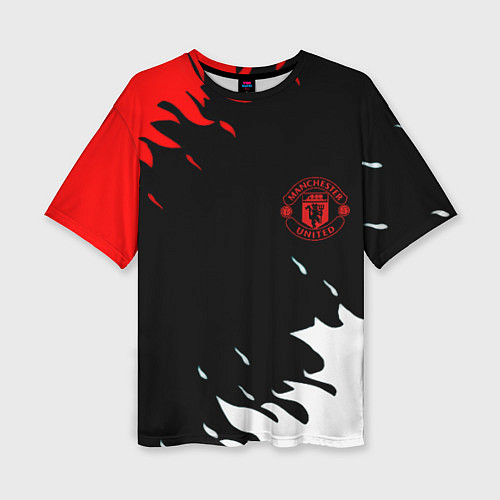Женская футболка оверсайз Manchester United flame fc / 3D-принт – фото 1