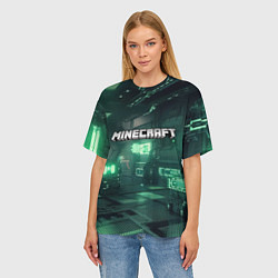 Футболка оверсайз женская Minecraft logo в стиле киберпанк, цвет: 3D-принт — фото 2
