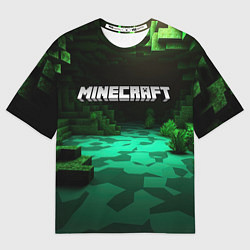 Футболка оверсайз женская Minecraft logo зеленый яркий мир, цвет: 3D-принт