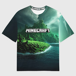 Футболка оверсайз женская Minecraft logo зеленый мир, цвет: 3D-принт