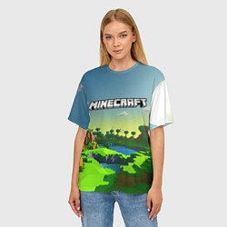 Футболка оверсайз женская Minecraft logo зеленый летний мир, цвет: 3D-принт — фото 2
