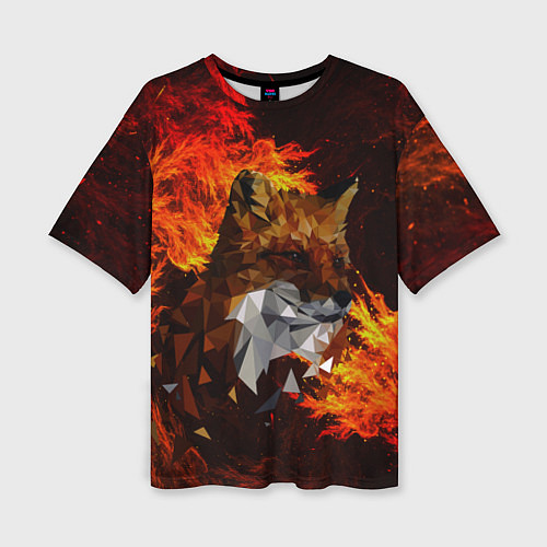 Женская футболка оверсайз Fire fox flame / 3D-принт – фото 1