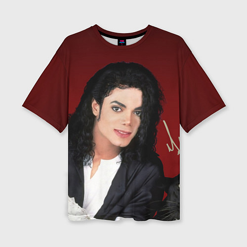 Женская футболка оверсайз Michael Jackson с пантерой и автографом / 3D-принт – фото 1