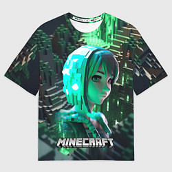 Футболка оверсайз женская Minecraft персонаж на острове, цвет: 3D-принт