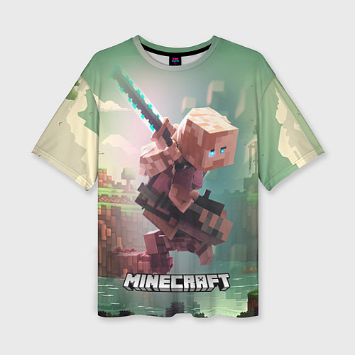 Женская футболка оверсайз Персонаж Minecraft ниндзя в прыжке / 3D-принт – фото 1