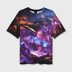 Женская футболка оверсайз Фиолетовые комические камни