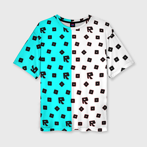 Женская футболка оверсайз Roblox pattern logo mobile / 3D-принт – фото 1