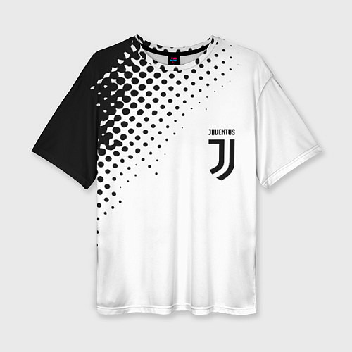Женская футболка оверсайз Juventus sport black geometry / 3D-принт – фото 1