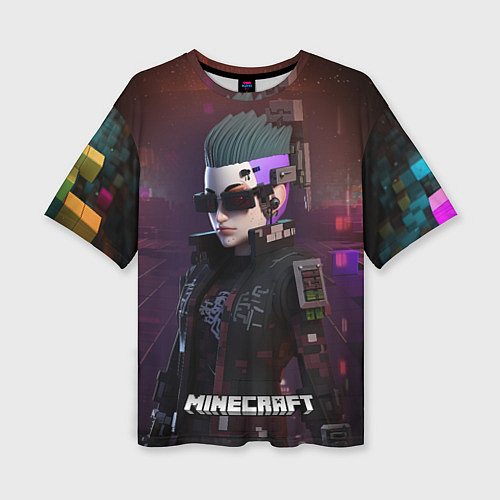 Женская футболка оверсайз Minecraft matrix woman / 3D-принт – фото 1