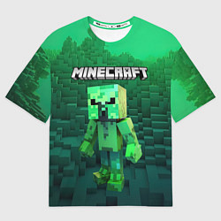 Футболка оверсайз женская Minecraft персонаж зеленый монстр, цвет: 3D-принт