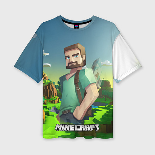 Женская футболка оверсайз Minecraft персонаж зеленый мир / 3D-принт – фото 1