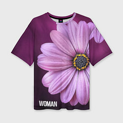 Футболка оверсайз женская Фиолетовый цветок - WOMAN, цвет: 3D-принт